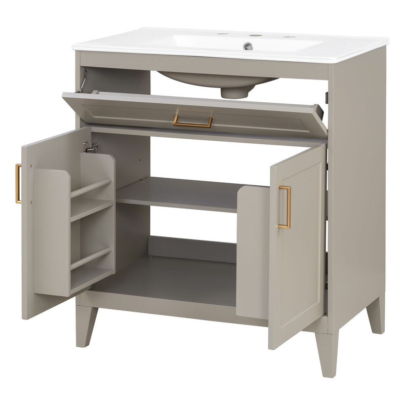 Bathroom Vanity With Sink Top, Adjustable Shelf, Door Organizers