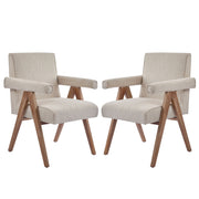 Contemporary Poppy Fabric Dining Armchair With Rubberwood Legs - R&R Furniture Gallery (Fountain Valley, CA)