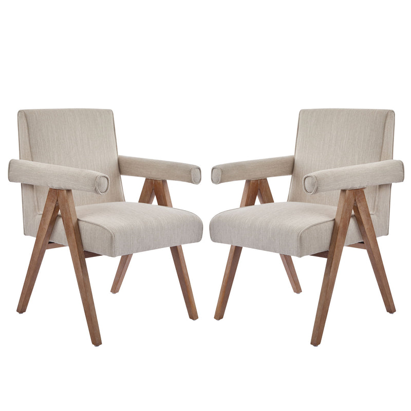 Contemporary Poppy Fabric Dining Armchair With Rubberwood Legs - R&R Furniture Gallery (Fountain Valley, CA)