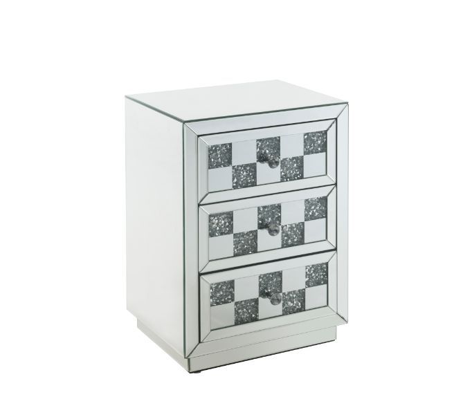 Noralie - 18" X 14" Accent Table With Faux Diamonds - Mirrored - R&R Furniture Gallery (Fountain Valley, CA)