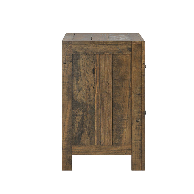 Rustic 2 Drawer Nightstand - Brown - Wood - R&R Furniture Gallery (Fountain Valley, CA)