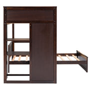DreamHaus loft bed with stand-alone bed, shelves, desk, and wardrobe, showcasing a multifunctional bedroom furniture setup.
