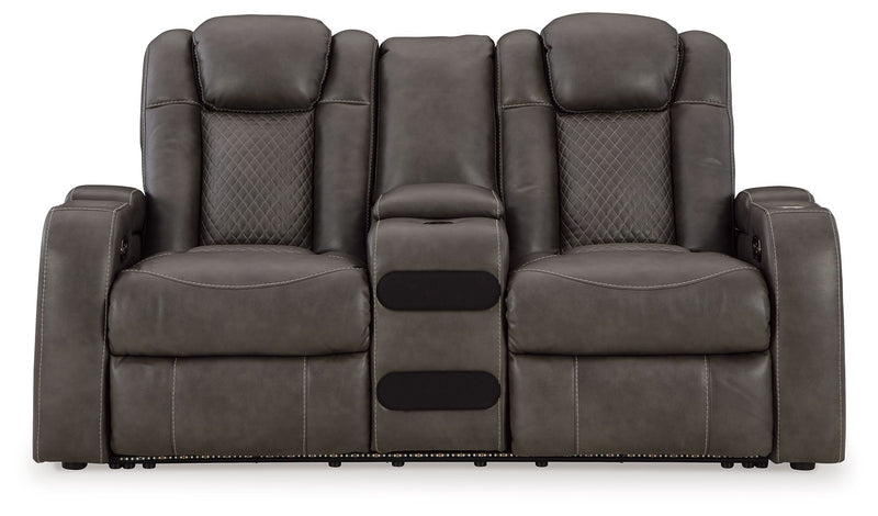 Fyne-dyme - Power Reclining Loveseat With Console/Adj Hdrst - R&R Furniture Gallery (Fountain Valley, CA)