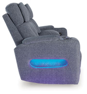 Studio Cave - Power Reclining Loveseat with Console - Steel - R&R Furniture Gallery (Fountain Valley, CA)