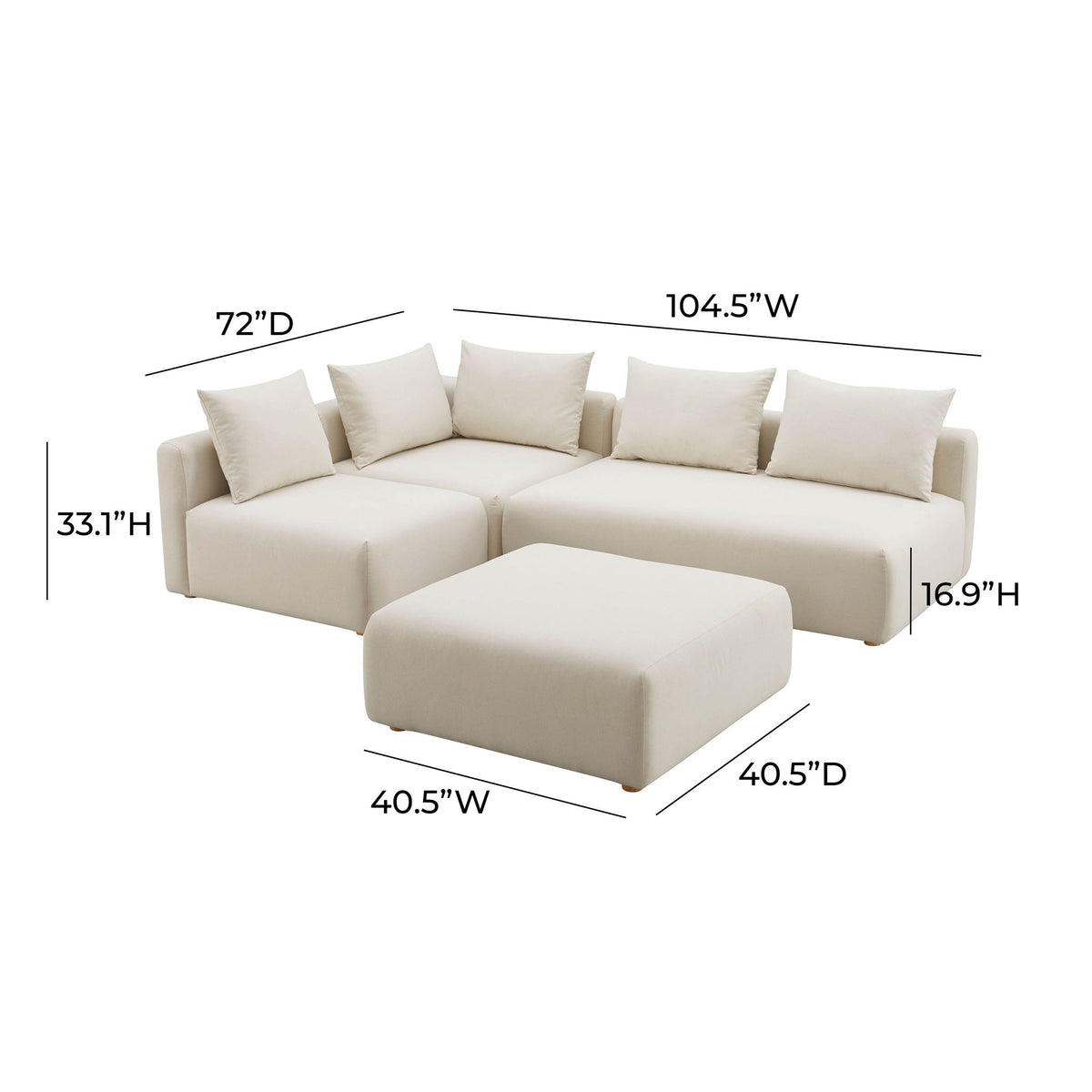 Hangover - 4-Piece Linen Modular Chaise Sectional - Cream - R&R Furniture Gallery (Fountain Valley, CA)