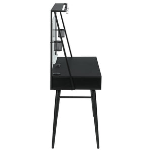 Darby - Writing Desk With USB Ports - Black