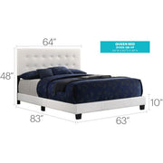 Glory Furniture Caldwell upholstered bed with a padded headboard and sleek fabric finish, modern bedroom furniture style.