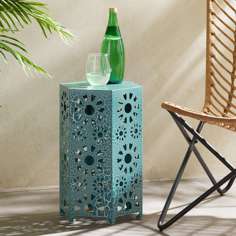 Noble House Eliana side table with a sleek wooden surface and modern design, perfect for living room or bedroom decor.