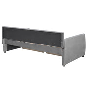 DreamHaus upholstered daybed with slat support and storage beds design, featuring a plush fabric-upholstered frame and built-in storage drawers.