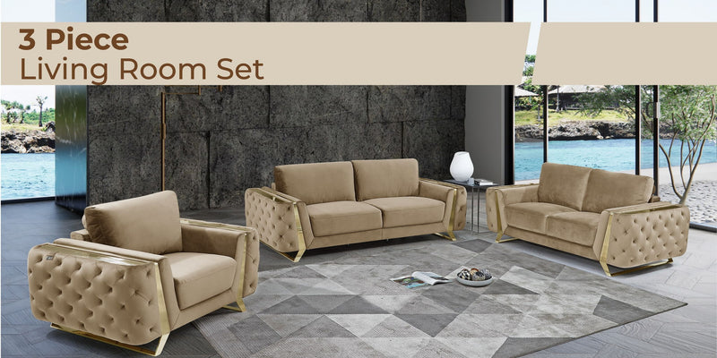 1051 - Contemporary Velvet Set - R&R Furniture Gallery (Fountain Valley, CA)