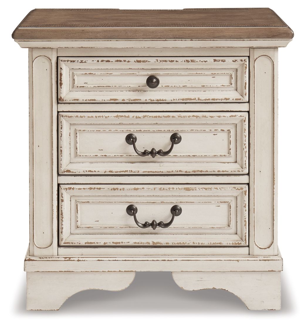 Realyn - Three Drawer Night Stand - White / Brown / Beige - R&R Furniture Gallery (Fountain Valley, CA)