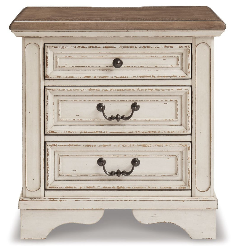 Realyn - Three Drawer Night Stand - White / Brown / Beige - R&R Furniture Gallery (Fountain Valley, CA)