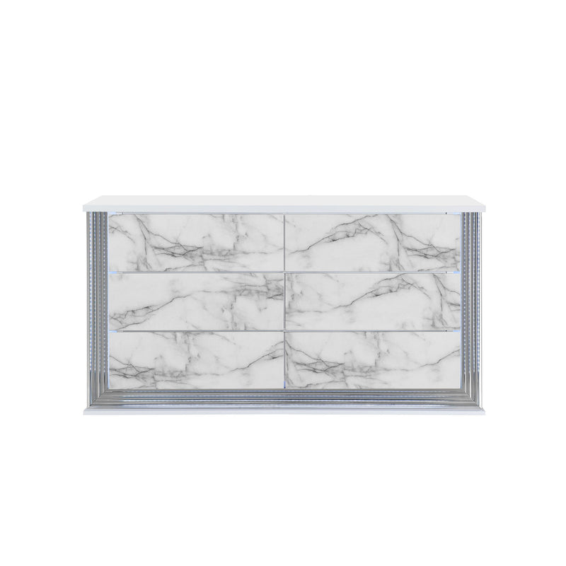 Moon - Dresser With LED Lighting - Marble - R&R Furniture Gallery (Fountain Valley, CA)