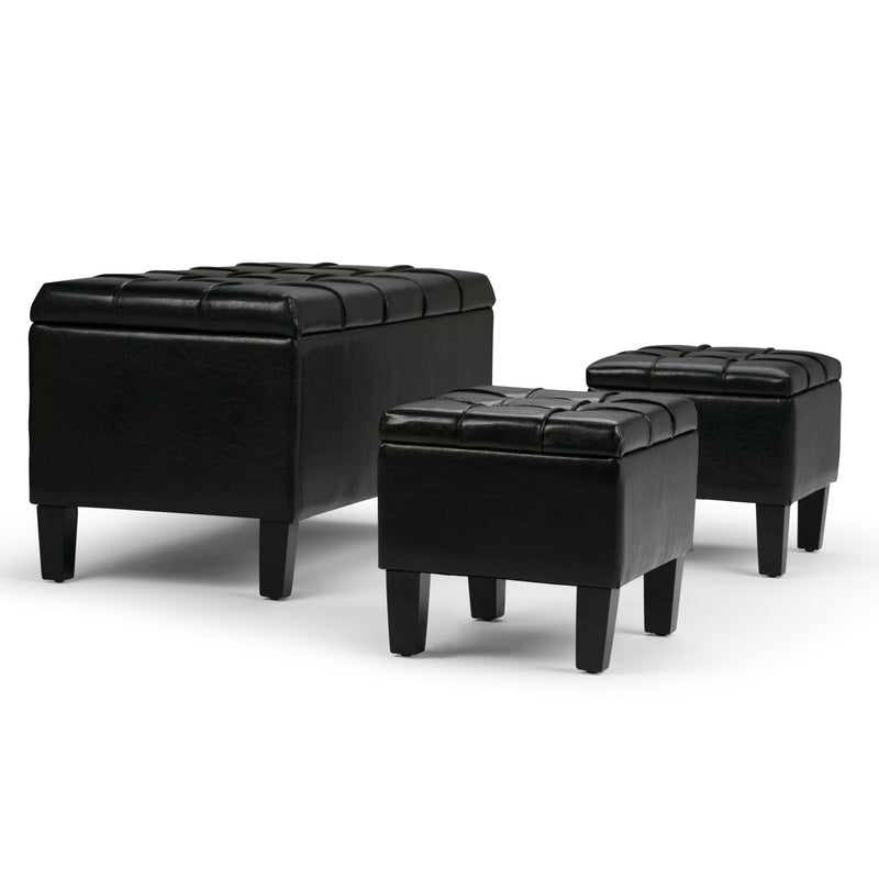 Dover - 3 Piece Storage Ottoman Contemporary Design - R&R Furniture Gallery (Fountain Valley, CA)