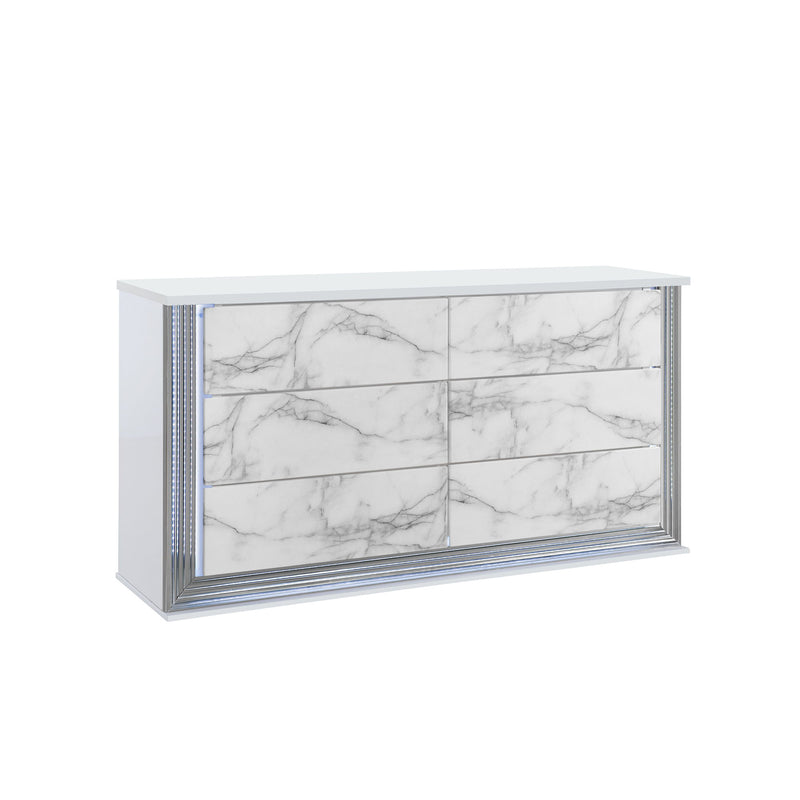 Moon - Dresser With LED Lighting - Marble - R&R Furniture Gallery (Fountain Valley, CA)