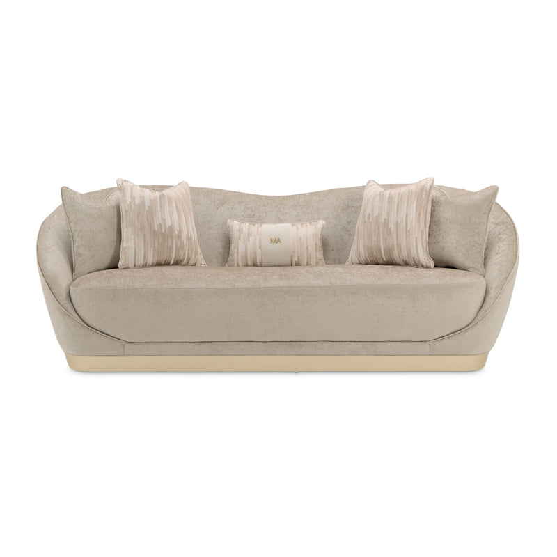 Michael Amini La Rachelle stationary sofa with plush upholstery and elegant design, showcasing a stylish living room setting.