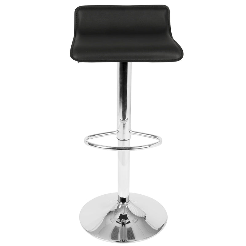 Set of two Lumi Source Ale contemporary adjustable barstools with wooden seats and metal bases on a neutral background.