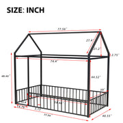 Metal Bed House Bed Frame With Fence - R&R Furniture Gallery (Fountain Valley, CA)