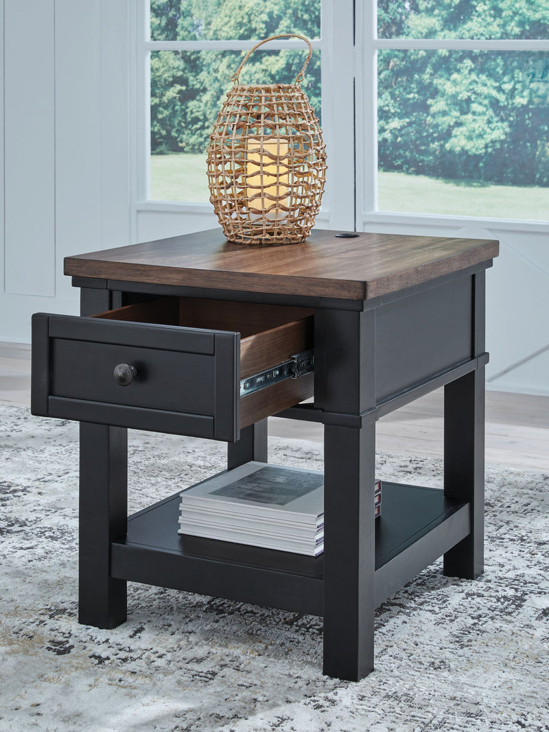 Wildenauer - Rectangular End Table - Brown / Black - R&R Furniture Gallery (Fountain Valley, CA)