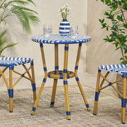 French Bistro Table Outdoor Elegance - White / Blue - R&R Furniture Gallery (Fountain Valley, CA)