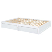 DreamHaus storage daybed with fence guardrails and two drawers, shown split into independent floor bed and daybed configuration.