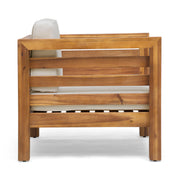 Outdoor Acacia Wood Patio Chair With Fabric Cushion - R&R Furniture Gallery (Fountain Valley, CA)