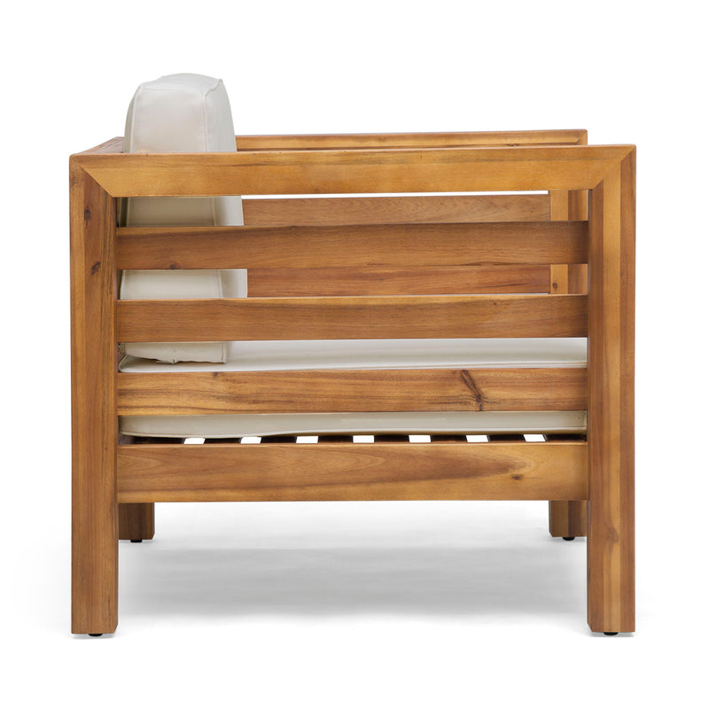 Outdoor Acacia Wood Patio Chair With Fabric Cushion - R&R Furniture Gallery (Fountain Valley, CA)