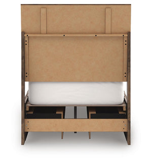 Chirason - 3 Pc. - Twin Panel Bed With Storage, Dresser And Mirror - Brown