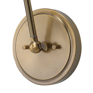 Uttermost Exeter 1 Light Adjustable Gold Sconce with modern design, featuring a sleek gold finish and adjustable arm.