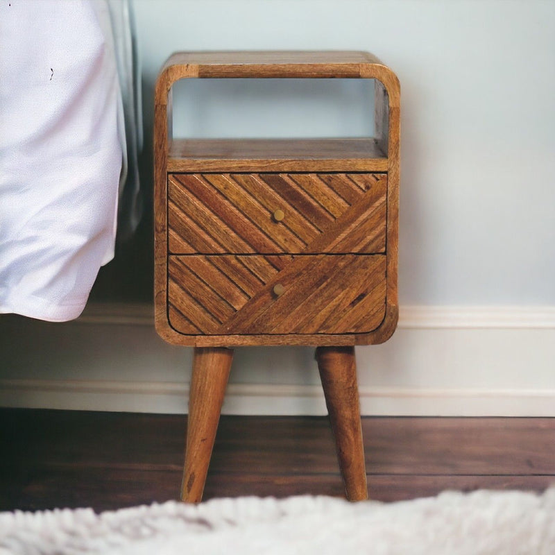 Lille - Mini Curved Nightstand - Oak - R&R Furniture Gallery (Fountain Valley, CA)