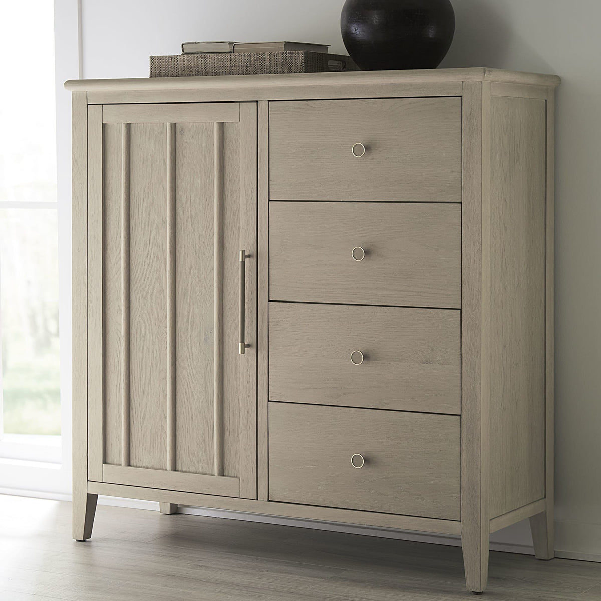 Camden Six Drawer One Door Oak Wood Chest in Chai