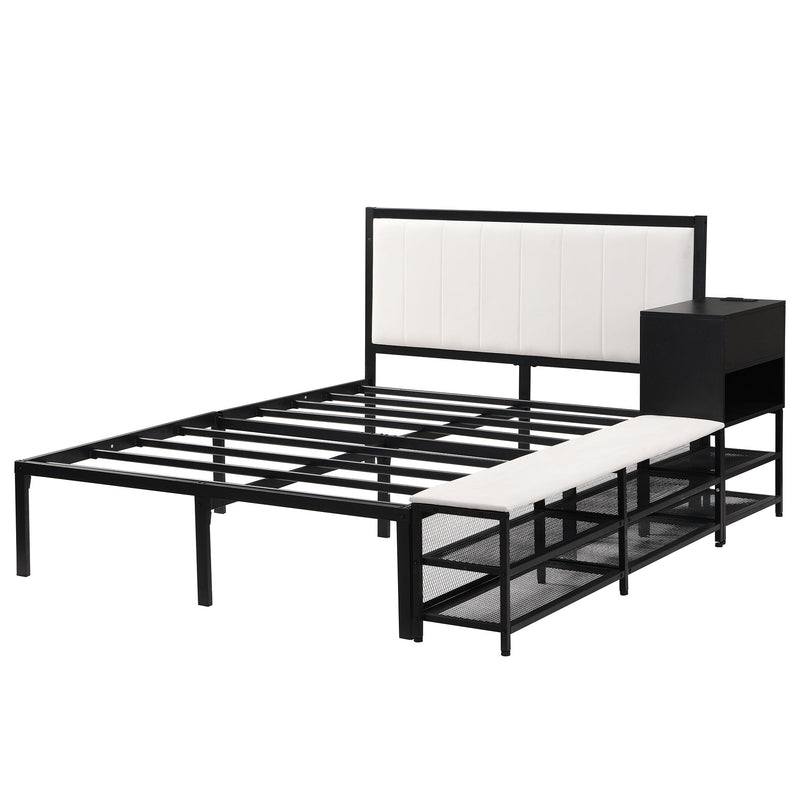 Platform Bed With 2 Tier Storage Shelves, Storage Cabinet - R&R Furniture Gallery (Fountain Valley, CA)