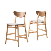 Noble House retro modern counter height stool set with cushioned seats, featuring sleek design and comfortable padding.
