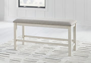 Robbinsdale - Dbl Counter Height Upholstered Dining Bench - Antique White - R&R Furniture Gallery (Fountain Valley, CA)
