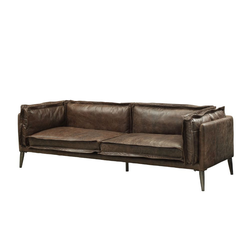 Porchester - Sofa - Distress Chocolate Top Grain Leather - R&R Furniture Gallery (Fountain Valley, CA)