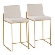 Lumi Source Fuji contemporary high back stylish counter stool with sleek design and modern upholstery, set on a wooden floor.