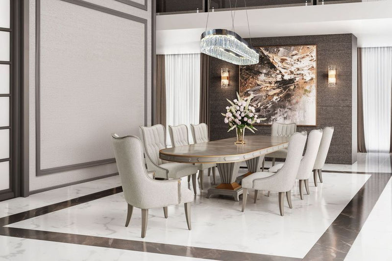 St. Charles - Double Pedestal Dining Table - Dove Gray - R&R Furniture Gallery (Fountain Valley, CA)