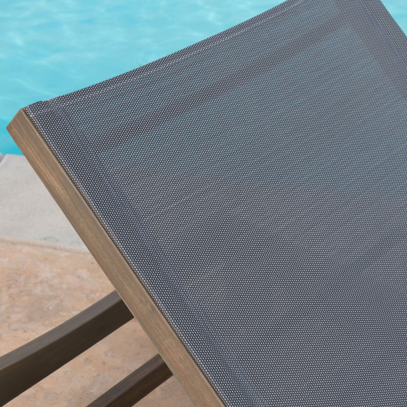 Summerland Chaise Lounge Dark Mesh Outdoor Seating - Dark Gray - R&R Furniture Gallery (Fountain Valley, CA)