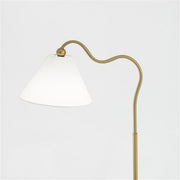 Ornate - Ring Base Curved Table Lamp With Triangle Drum Shade - Gold / White - R&R Furniture Gallery (Fountain Valley, CA)