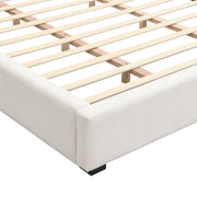 Elegant wide edge upholstered bed by Noble House featuring soft, plush fabric and a sophisticated design in a modern bedroom setting.