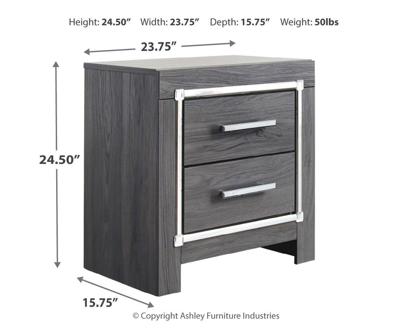 Lodanna - Two Drawer Night Stand - Gray - R&R Furniture Gallery (Fountain Valley, CA)