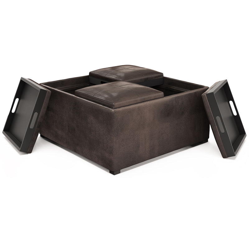 Avalon - Upholstered Square Coffee Table Storage Ottoman - R&R Furniture Gallery (Fountain Valley, CA)