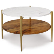 Wagner - Round Marble & Wood Table - R&R Furniture Gallery (Fountain Valley, CA)