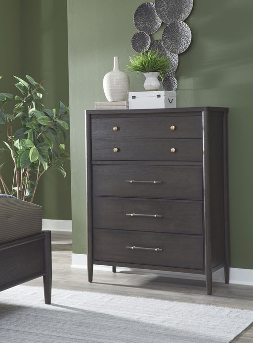 Rockport Five Drawer Oak Wood Chest in Yin - R&R Furniture Gallery (Fountain Valley, CA)
