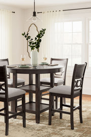 Brown 5-piece dining room table set by Signature Design by Ashley featuring a counter-height table and matching chairs.