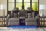 Fyne-dyme - Power Reclining Loveseat With Console/Adj Hdrst - R&R Furniture Gallery (Fountain Valley, CA)
