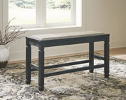 Tyler Creek - DBL Counter UPH Bench  - Antique Black - R&R Furniture Gallery (Fountain Valley, CA)