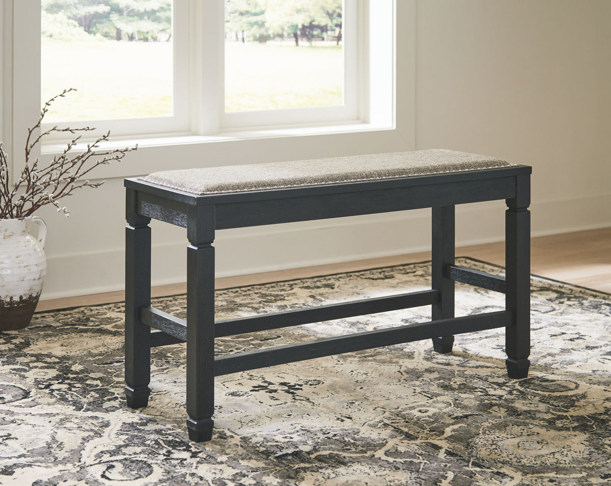 Tyler Creek - DBL Counter UPH Bench  - Antique Black - R&R Furniture Gallery (Fountain Valley, CA)