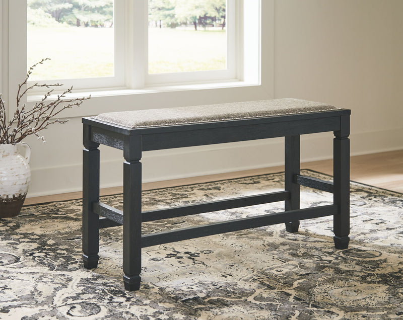 Tyler Creek - DBL Counter UPH Bench  - Antique Black - R&R Furniture Gallery (Fountain Valley, CA)