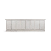 Classic Home Elmer 8-door cabinet in Shoreline Wash with rustic wood finish and ample storage space.